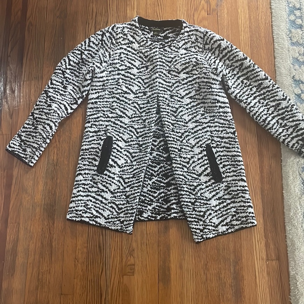 Black/white zebra patterned sweater